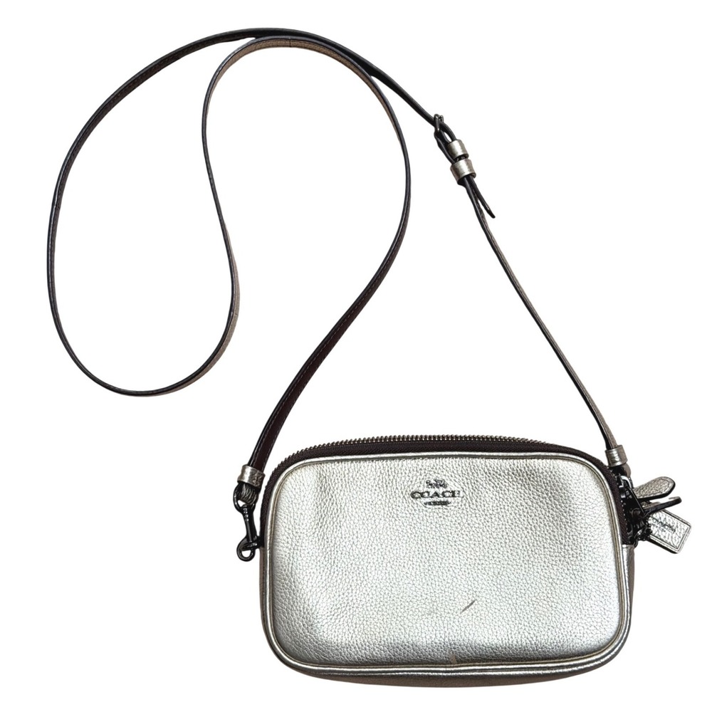Coach Jes Crossbody Metallic Gold Pebbled Leather Purse Bag